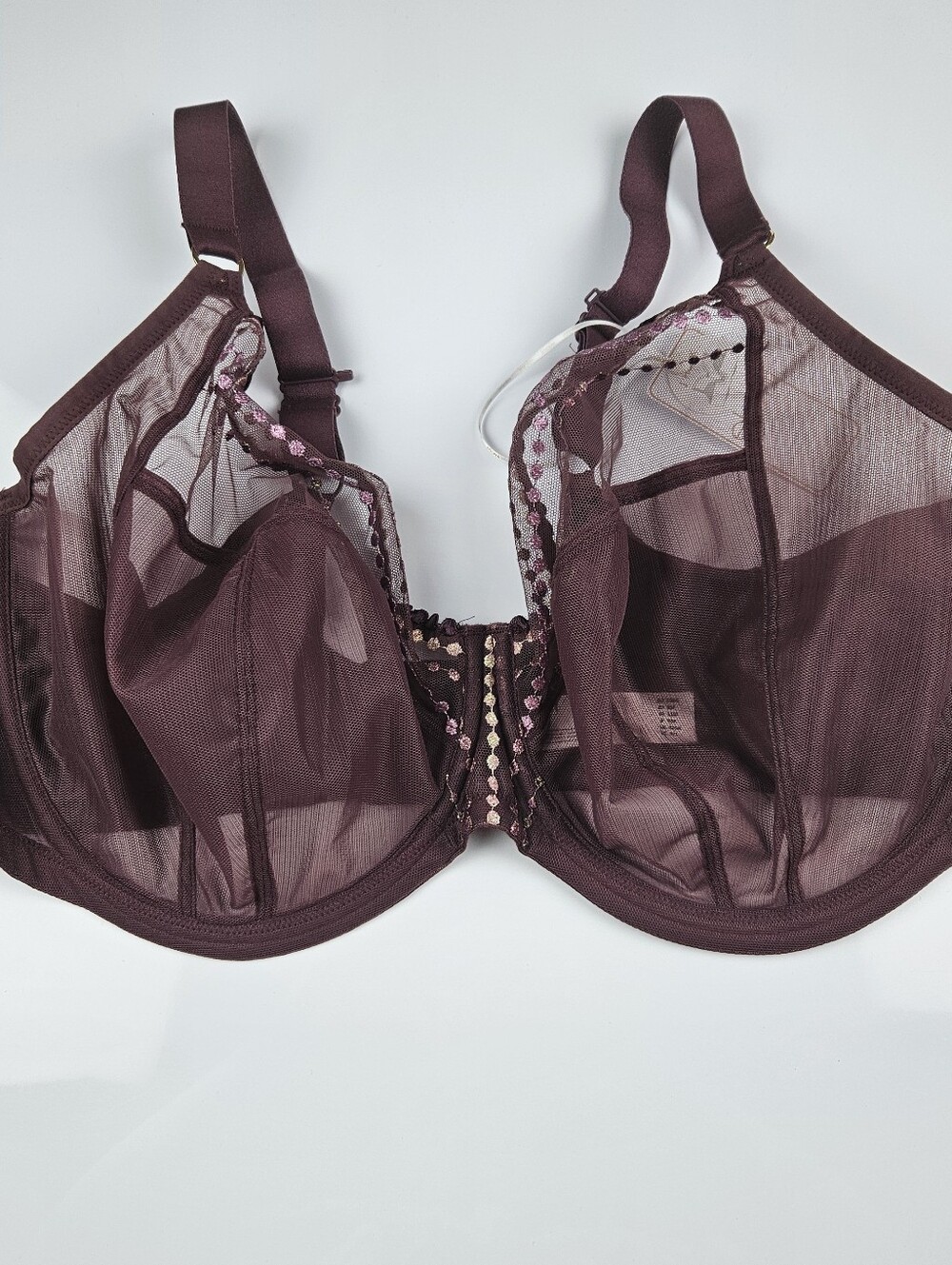 Elomi Matilda Sugerplum Plunge Mesh  Sheer Underwire Bra NWT Size 42J